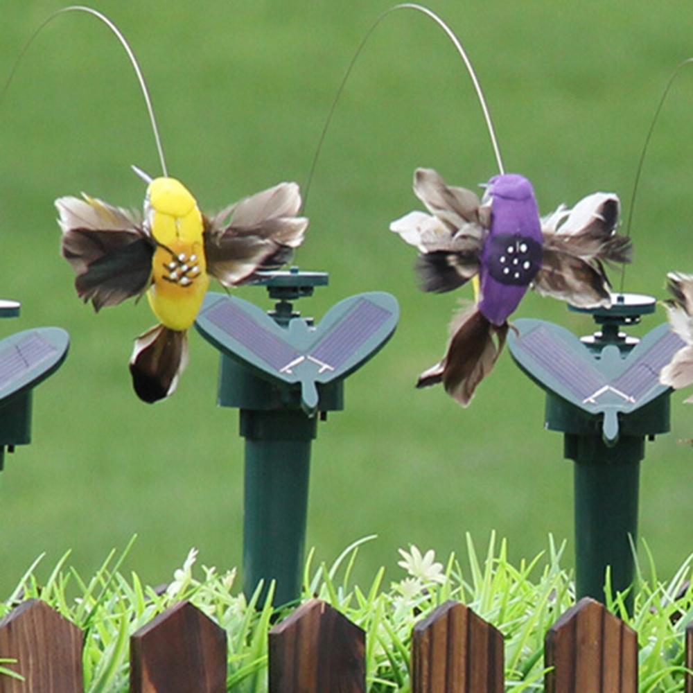 Outdoor Power Stake - ソーラーパワーで動くハチドリの羽根の翼、偽物の鳥、パワー振動鳥、ステーク、飛ぶ羽ばたきおもちゃ、庭の装飾用
