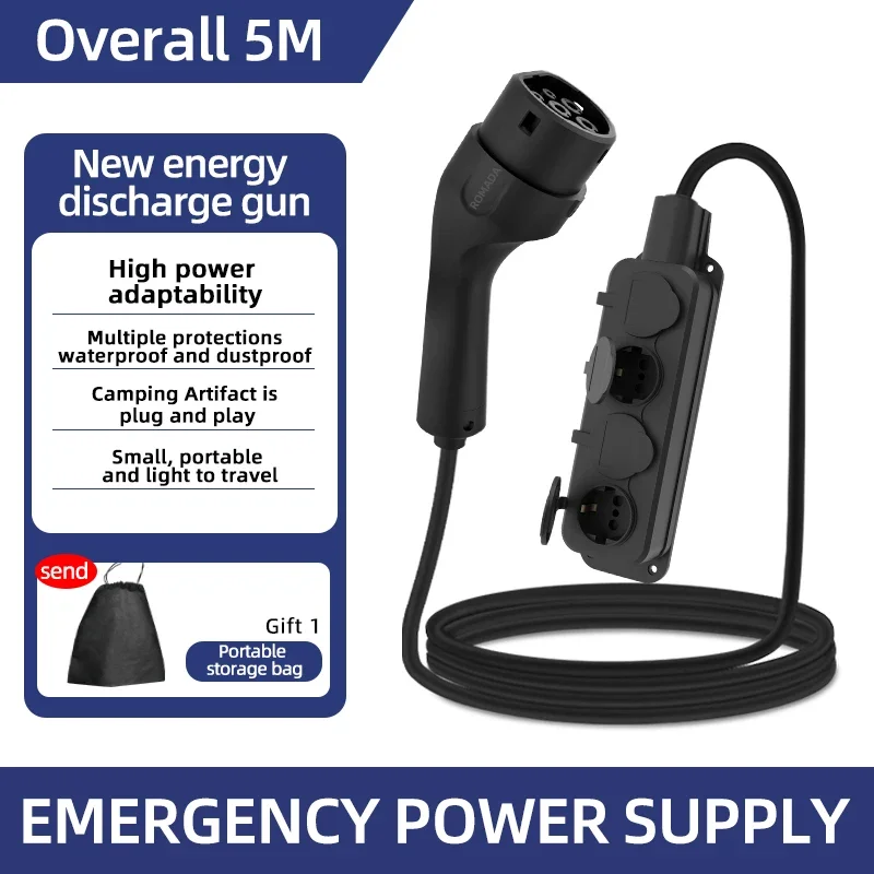 Outdoor Power Plug In - ポータブル16A 4KW電気自動車EV充電器V2LケーブルサイドディスチャージプラグIEC62196-2 Type2 EUソケット付き屋外電源用