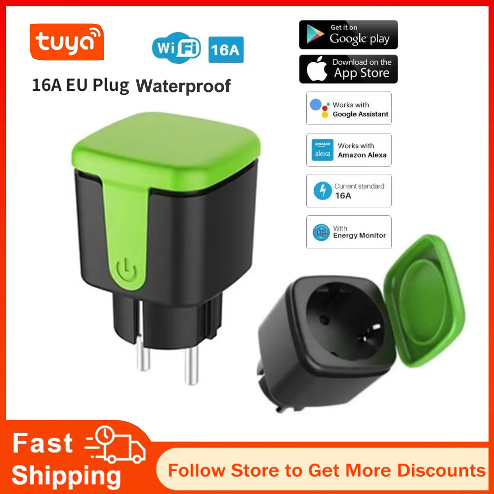 Outdoor Power Adapter - Tuya EU 16A WiFiスマート防水ソケット屋外用ソケットスマートリビング電気プラグ Alexa Google