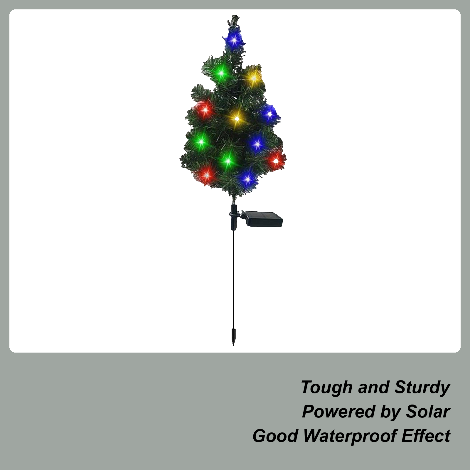 Outdoor Power Stake - ソーラーパワークリスマスツリー屋外装飾、杭付きLEDソーラーガーデンライト、裏庭、パティオ、芝生、私道、歩道用