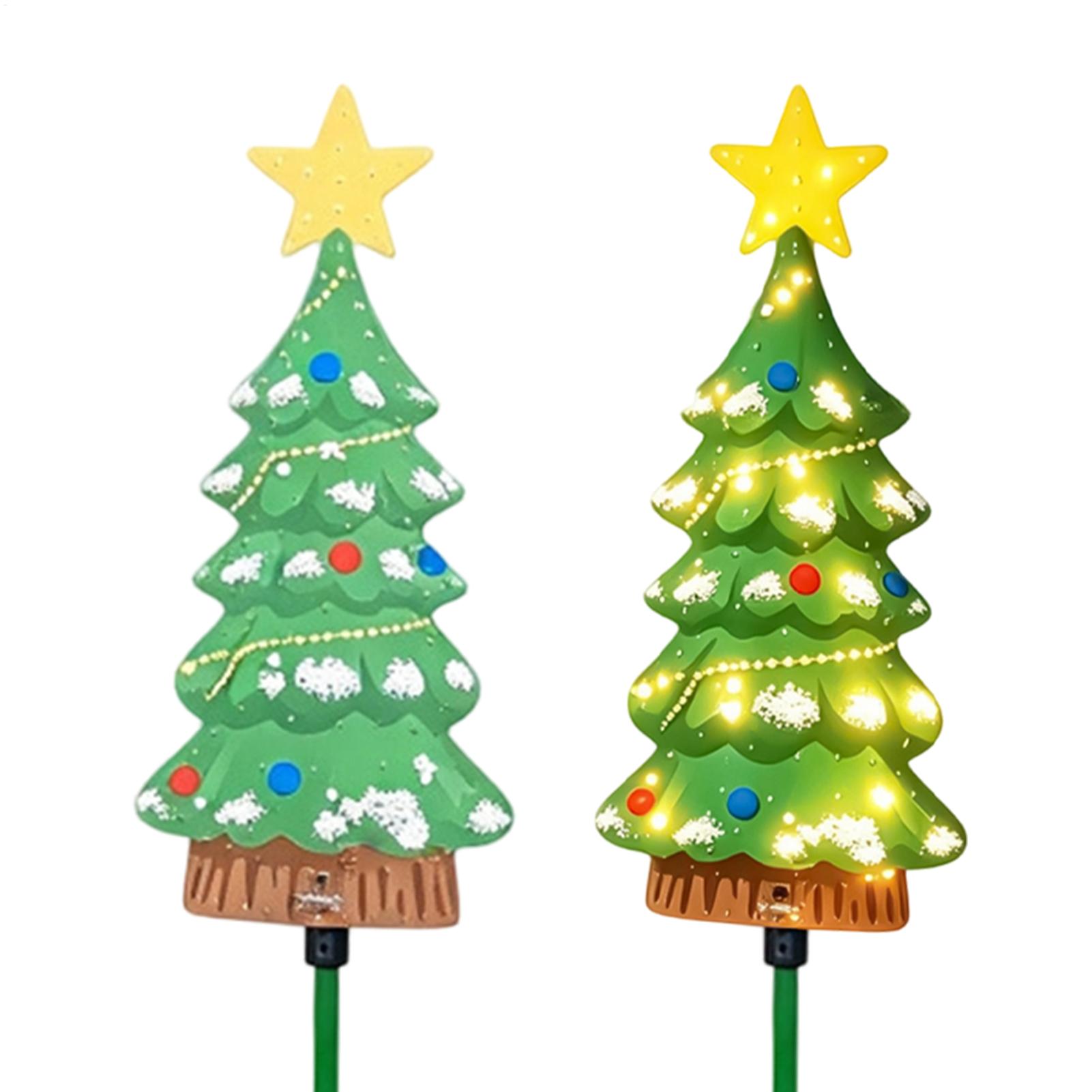 Outdoor Power Stake - 屋外用クリスマスツリー ソーラー式 防水LEDスタックサイン ホリデーシーズンの庭や芝生用クリスマスデコレーション