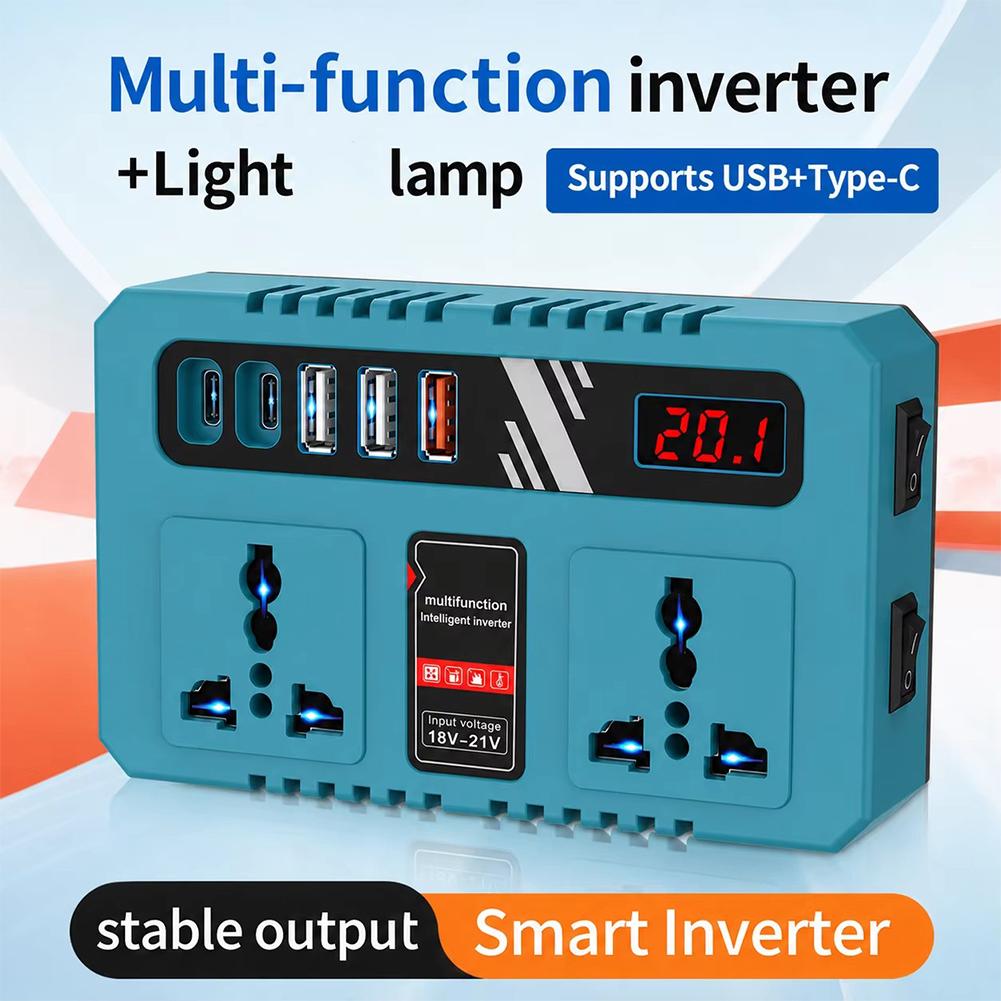 Outdoor Usb Power Adapter - マキタ18Vリチウムバッテリー対応、200W、18Vから110V/220Vへの電圧変換、QC3.0 USBポート付き、屋外用アダプター。