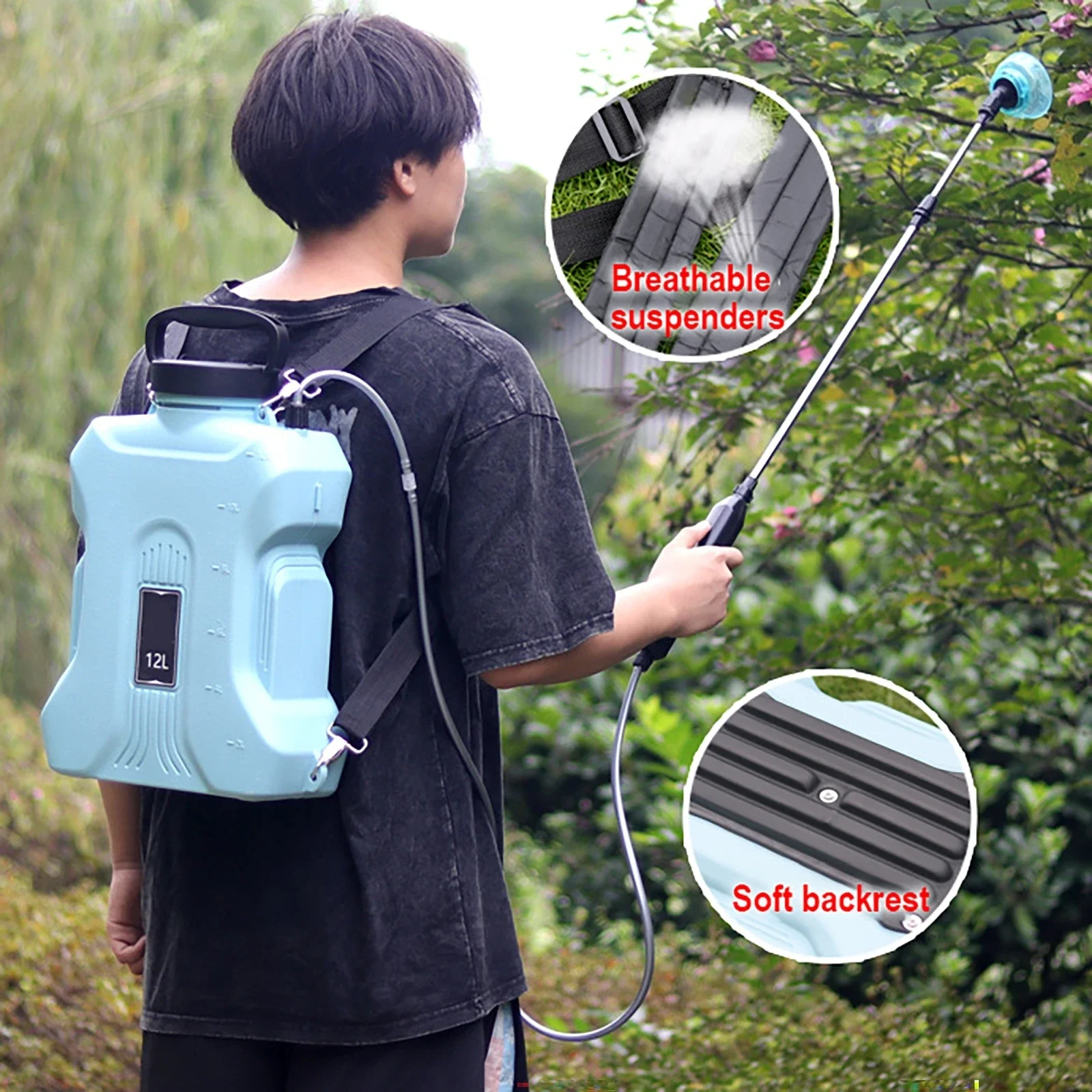 高品質 12L 電動噴霧器 2500mAh バッテリー高圧噴 - Electric Sprayer Backpack のレビューと価格