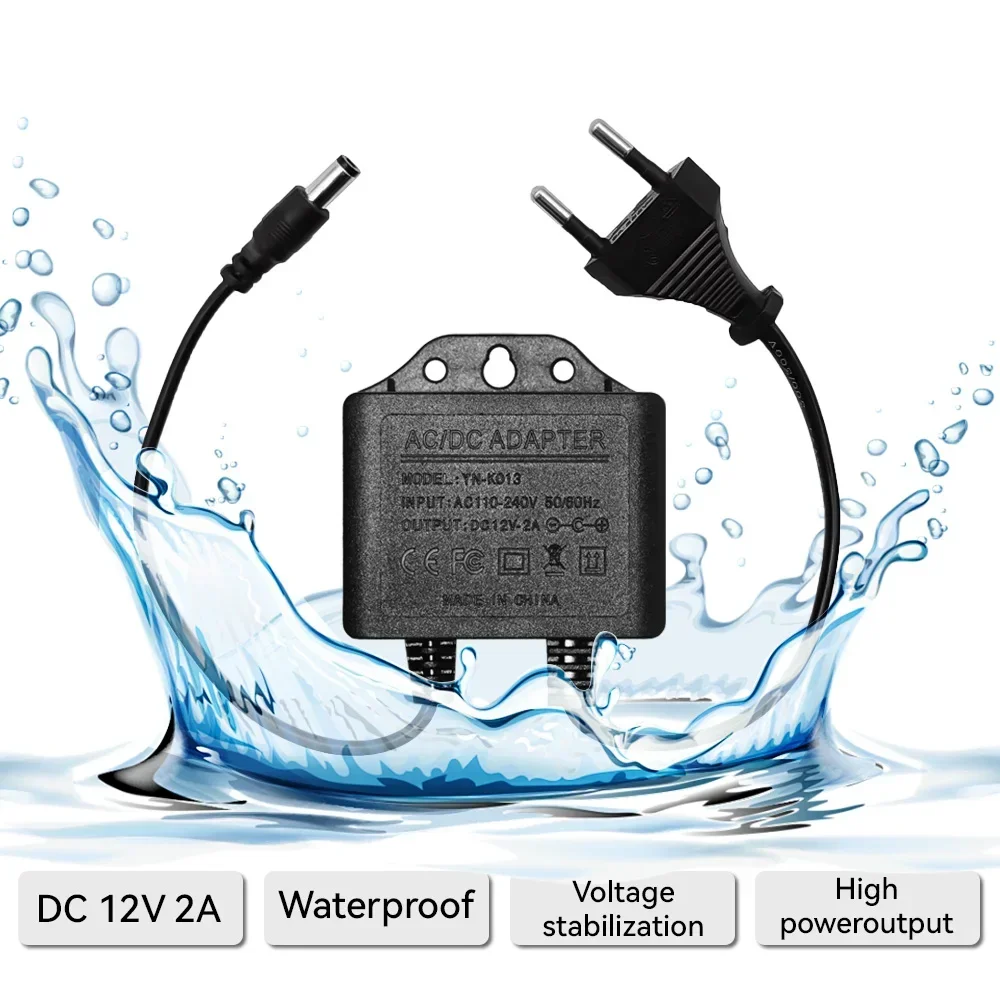 電源アダプタ DC12V 2A 防水 EU プラグ 5.5x - Outdoor Power Plug In のレビューと価格