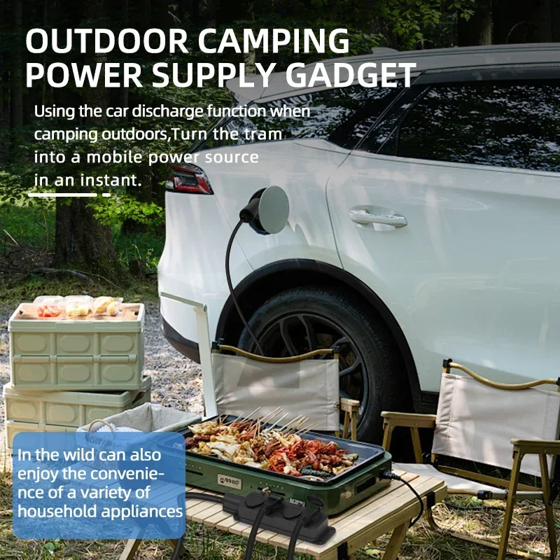 ポータブル16A 4KW電気自動車EV充電器V2Lケーブルサ - Outdoor Power Plug In のレビューと価格