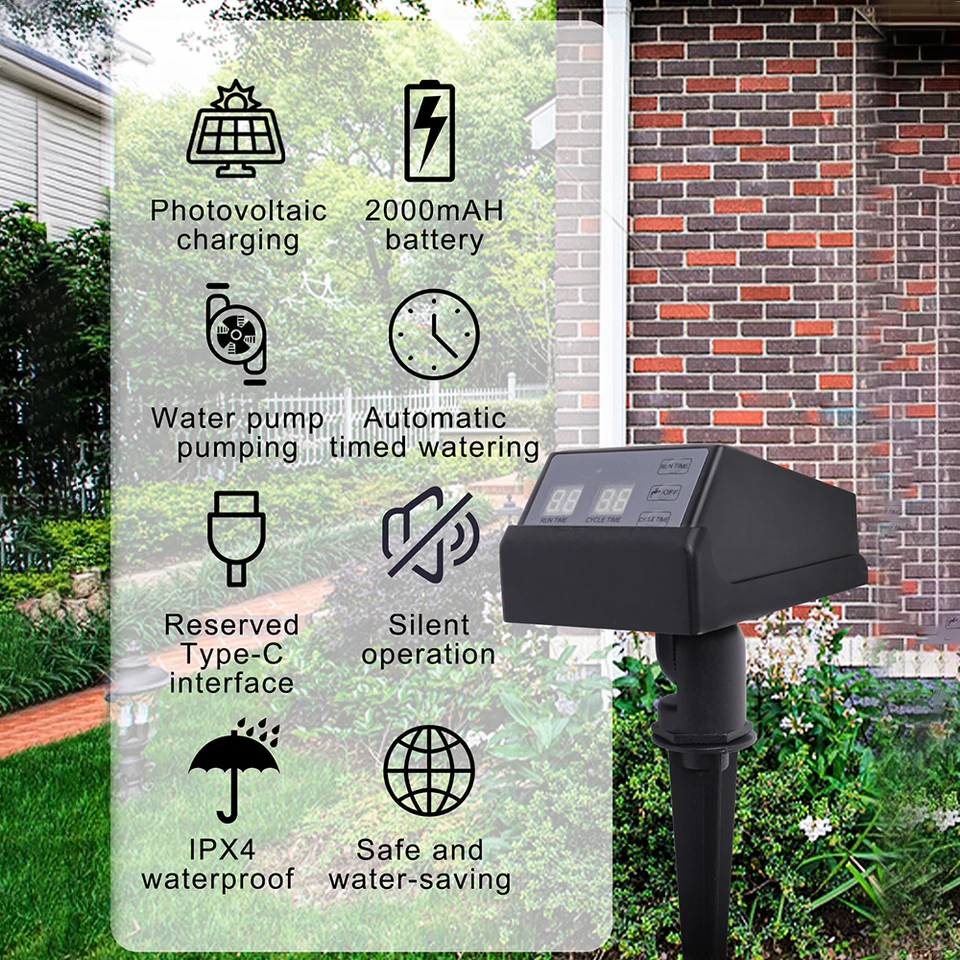 新しい太陽光発電灌漑タイマー自動屋外庭園散水システム 200 - Outdoor Power With Timer のレビューと価格