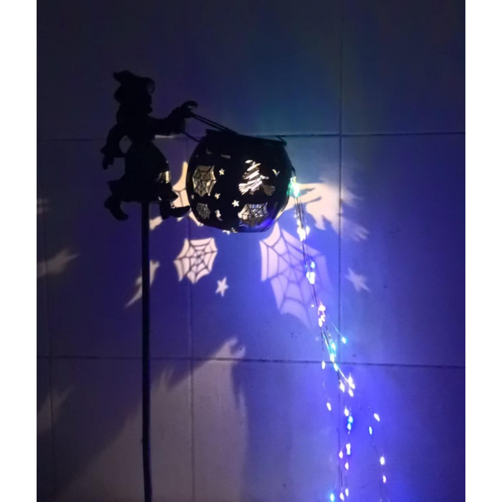太陽光発電式魔女の鍋型ガーデンライト、黒鉄製、不気味な庭の装 - Outdoor Power Stake のレビューと価格