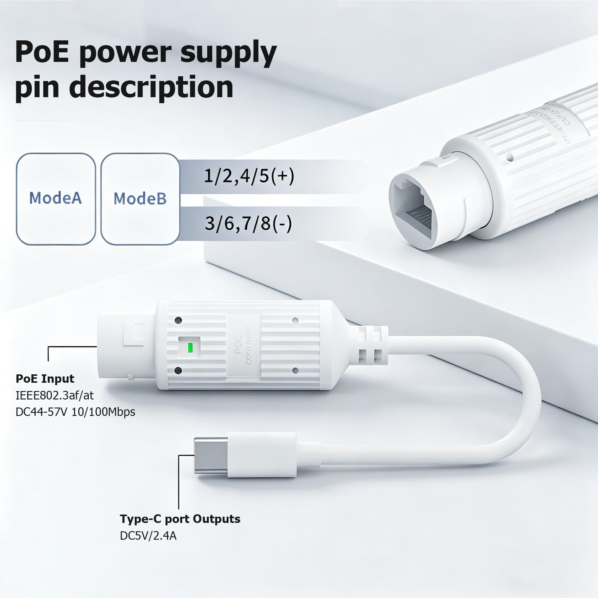 POE to USB-C 電源コンバーター RJ45 メス  - Outdoor Usb Power Adapter のレビューと価格