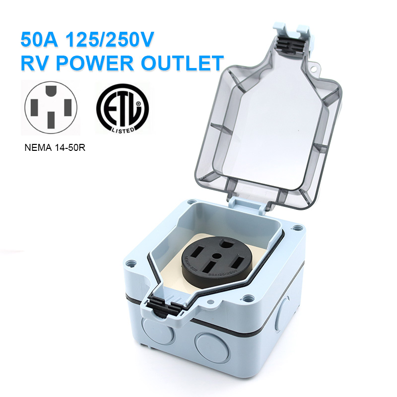 屋外電源コンセントボックス 防水IP66 50A 125v2 - Outdoor Power Outlet のレビューと価格