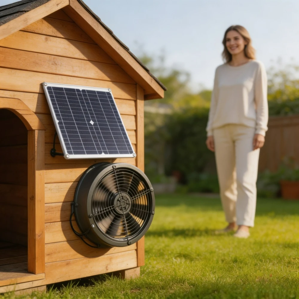 25Wのソーラーパネル搭載換気扇キット。収納小屋、鶏小屋、犬 - Outdoor Power Kit のレビューと価格