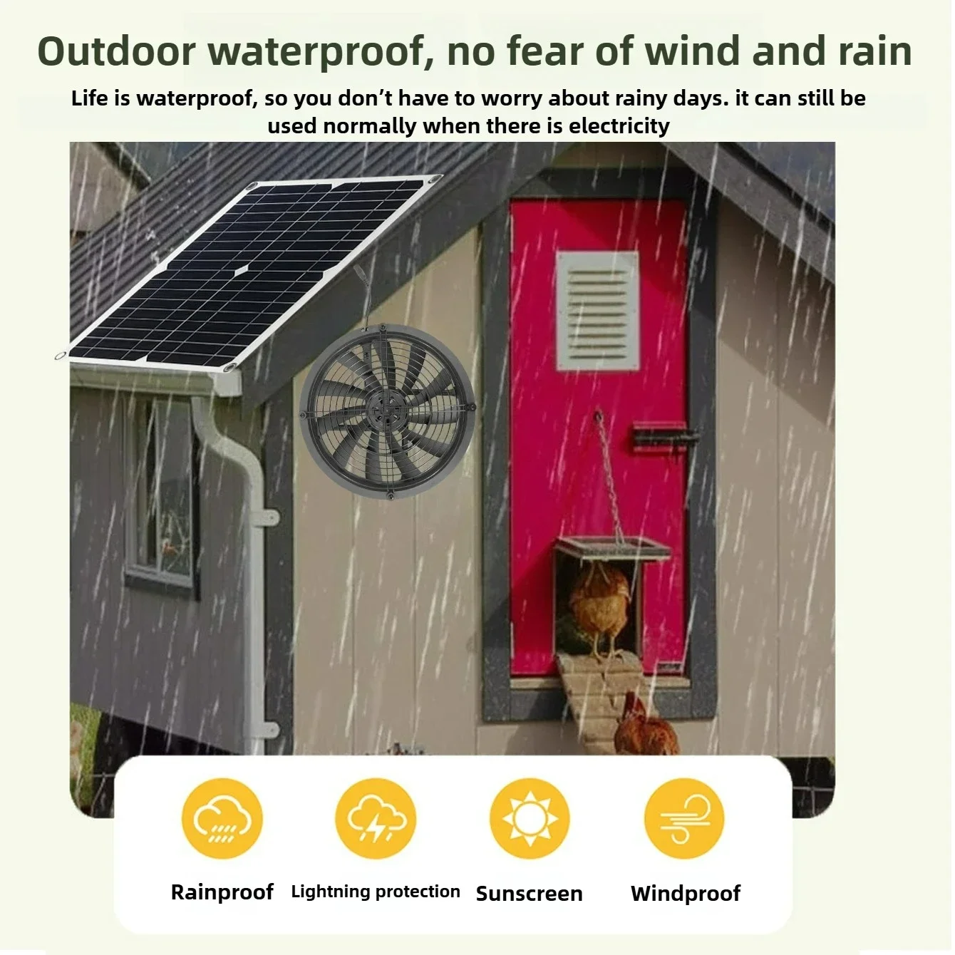 25Wのソーラーパネル搭載換気扇キット。収納小屋、鶏小屋、犬 - Outdoor Power Kit のレビューと価格
