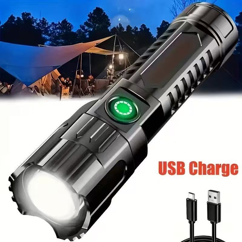 新型高出力LED懐中電灯 USB充電式トーチ ズーム機能付き - Outdoor Usb Power Bank のレビューと価格