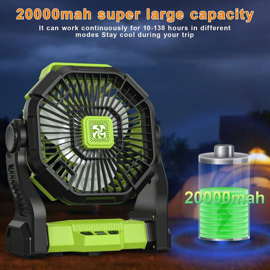 20000mAh ポータブルバッテリー駆動ファン LED ラ - Outdoor Power With Timer のレビューと価格
