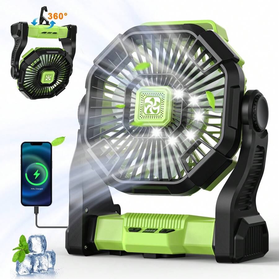 20000mAh ポータブルバッテリー駆動ファン LED ラ - Outdoor Power With Timer のレビューと価格