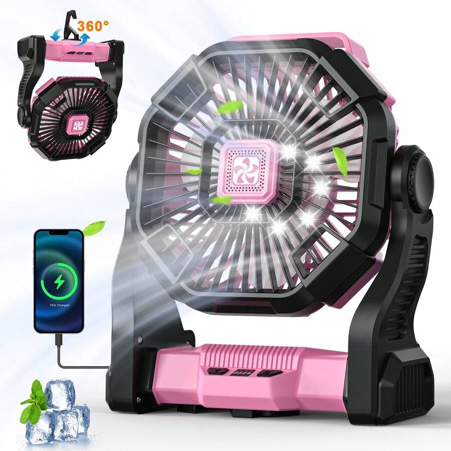 20000mAh ポータブルバッテリー駆動ファン LED ラ - Outdoor Power With Timer のレビューと価格