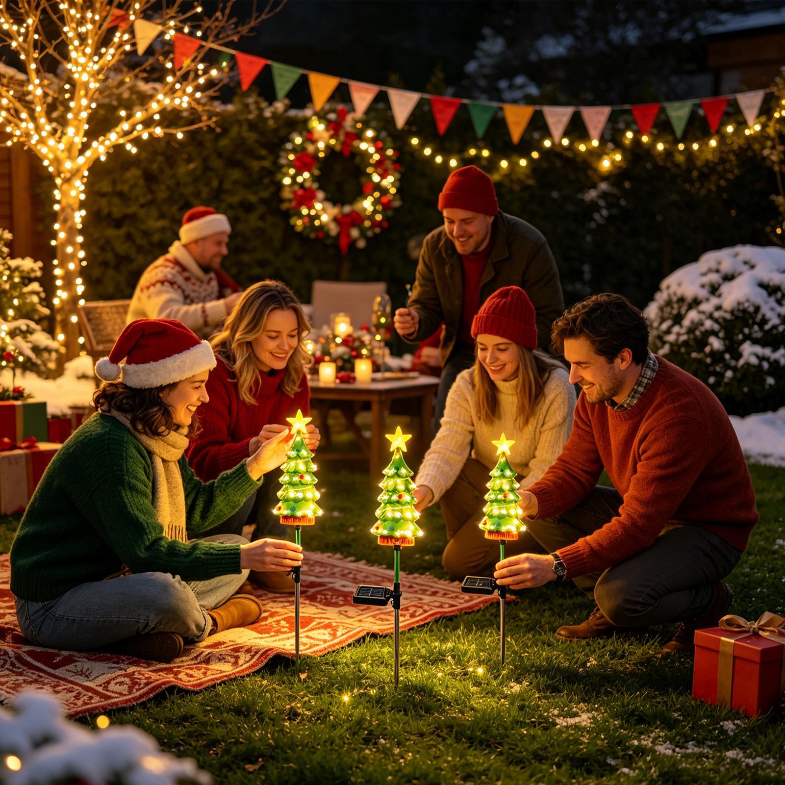 屋外用クリスマスツリー ソーラー式 防水LEDスタックサイン - Outdoor Power Stake のレビューと価格