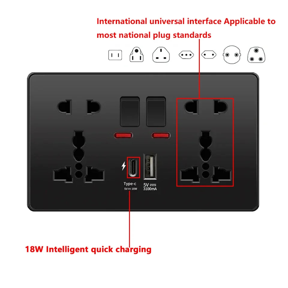 ユニバーサル18W急速充電対応タイプC壁コンセント220V電 - Outdoor Power Outlet のレビューと価格