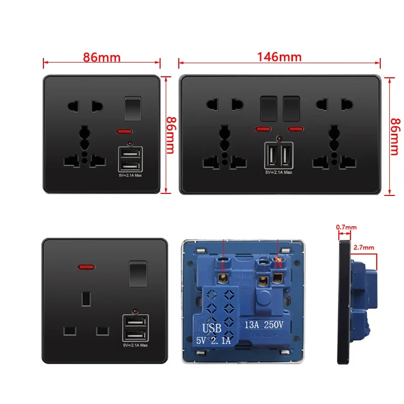 ユニバーサル18W急速充電対応タイプC壁コンセント220V電 - Outdoor Power Outlet のレビューと価格